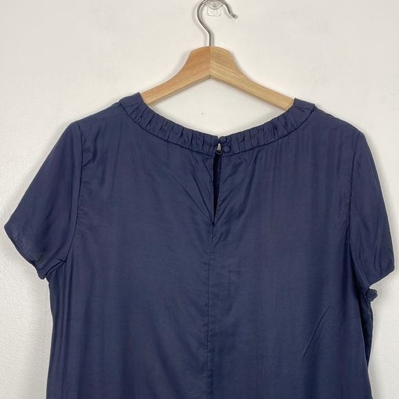 Boden top women size 12 short cap sleeve button back closure silk blend tunic - Picture 5 of 7